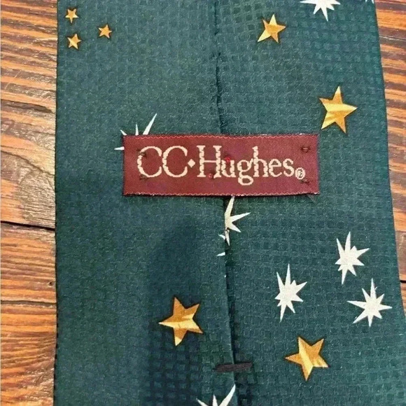 CC Hughes 100% Silk Santa’s Sleigh Reindeer Green Christmas Men’s Neck Tie - Picture 5 of 6